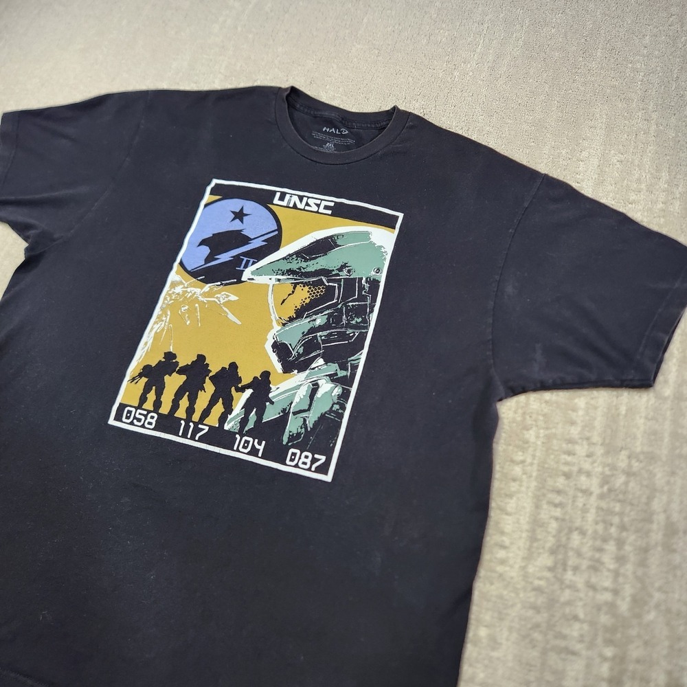 Halo Shirt Mens 2XL Black Halo Infinite‎ UNSC Poster Graphic Xbox Tee